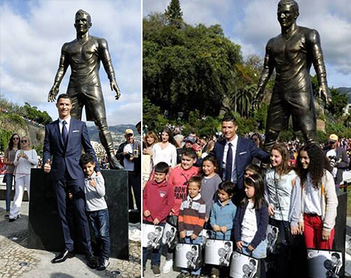 cristiano Ronaldo2 Christiano Ronaldo è una statua di bronzo