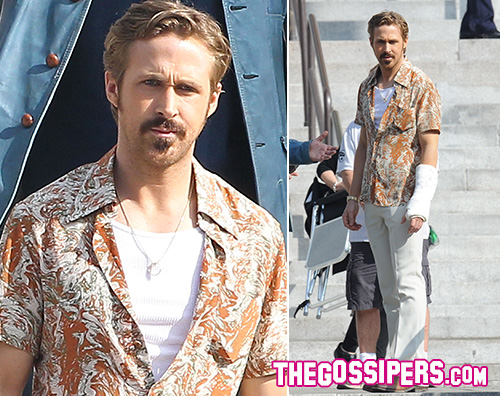 Ryab Fiskubf Ryan Gosling sul set di The Nice Guys