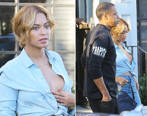 Beyonce jay z Beyonce senza reggiseno a West Hollywood