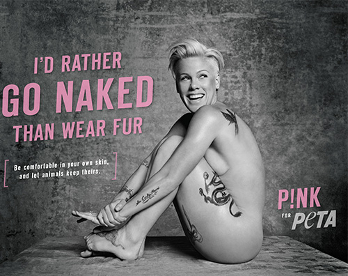 Pink Pink nuda per la PETA
