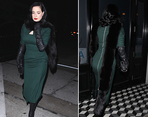 Dita Von Teese Dita Von Teese in verde per una cena fuori