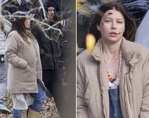 Jessica Biel e Justin Timberlake Justin Timberlake fa visita a Jessica Biel sul set