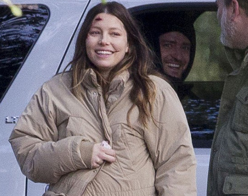 Justin Timberlake e Jessica Biel Justin Timberlake fa visita a Jessica Biel sul set