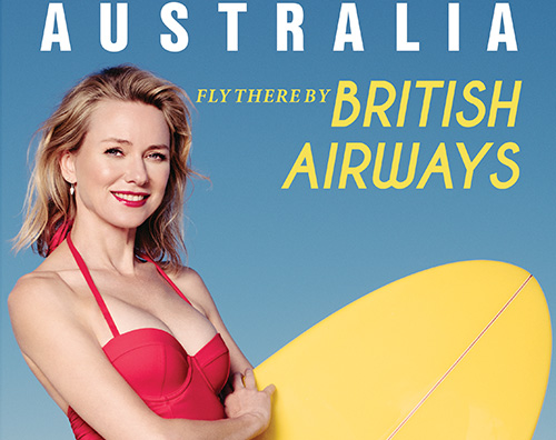 Naomi Watts Naomi Watts è vintage per British Airways