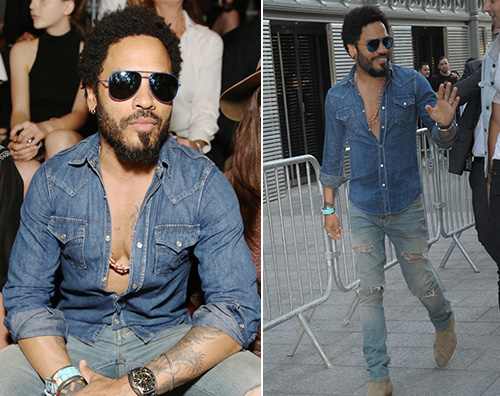 Lenny Kravitz Lenny Kravitz look in denim per Saint Laurent