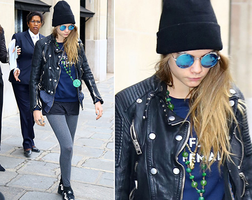 CaraDelevingne Cara Delevingne è casual a Parigi