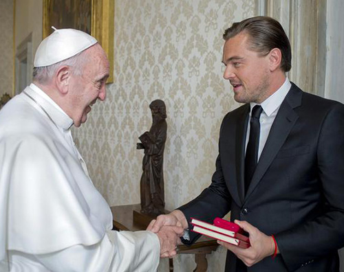 LeonardoDiCaprio PapaFrancesco Leonardo DiCaprio in udienza da Papa Francesco