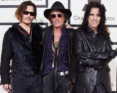 JohnnyDepp AliceCooper JoePerry Johnny Depp, un rocker ai Grammy 2016