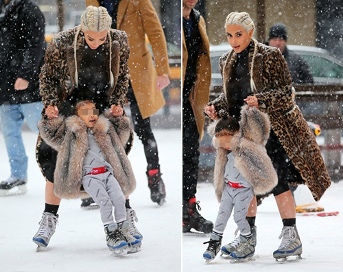 Kim North Kim Kardashian e North West pattinano sul ghiaccio a NY