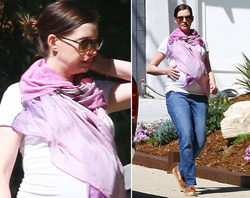 Anne Hathaway Anne Hathaway casual in gravidanza