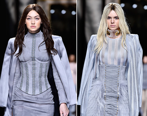 Gigi Hadid e Kendall Jenner Kendall Jenner e Gigi Hadid, la bionda e la mora sulla passerella di Balmain