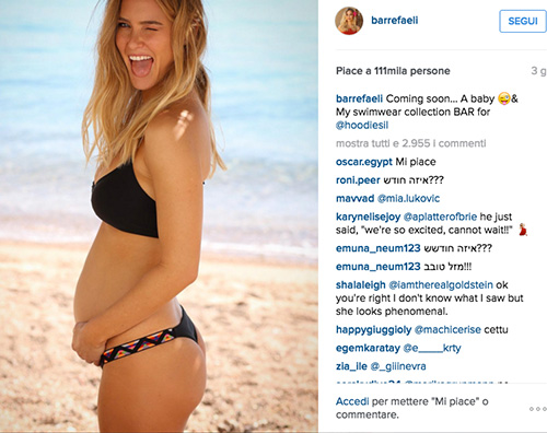 Bar Refaeli 2 Bar Refaeli mosra finalmente il pancino su Instagram