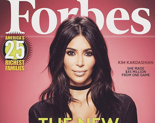 Kim K Kim Kardashian sulla cover di Forbes