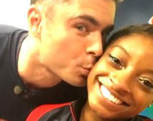 Simon Biles Zac Efron Simone Biles ha incontrato Zac Efron a Rio