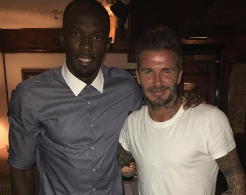 Bolt e Beckham 1 David Beckham incontra Usain Bolt