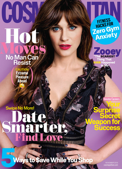 Zooey Deshanel 2 Zooey Deschanel stilosa sulla cover di Cosmopolitan