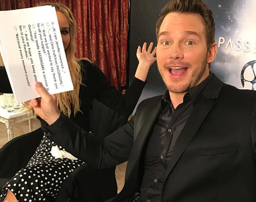 Chriss Pratt e J Law Chris Pratt arriva in Russia per Passengers