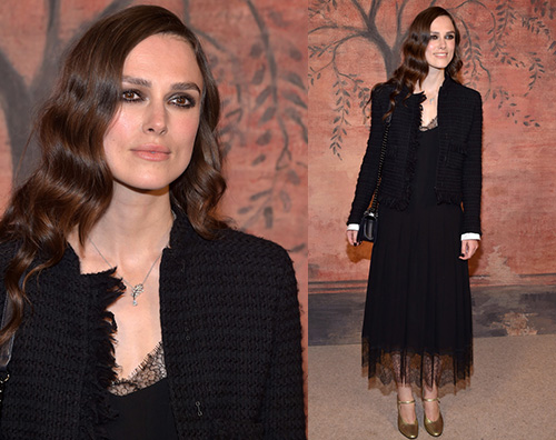 Keyra Keira Knightley in nero all’ evento Chanel