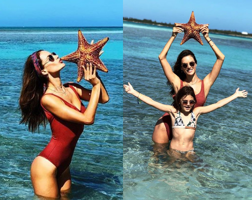 Ales Alessandra Ambrosio alle Bahamas con la sua famiglia