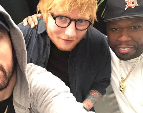 Eminem Ed Sheeran 50 CENT Il selfie leggendario di Eminem, Ed Sheeran e 50 Cent