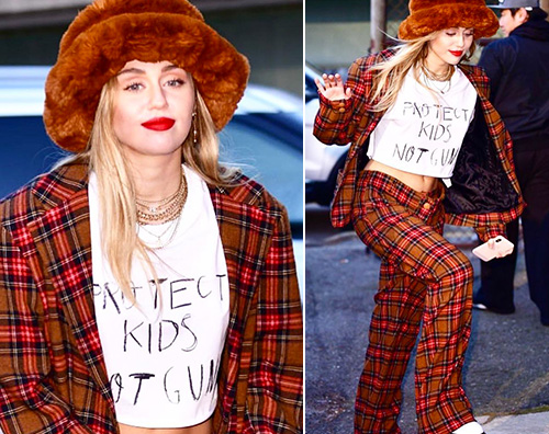 Miley Cyurs Miley Cyrus sceglie il tartan a New York