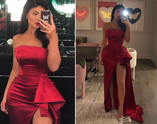 Kylie Jenner Kylie Jenner in rosso al party Pre  Grammy