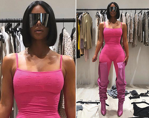 Kim Kardashian Kim Kardashian in total pink su Instagram