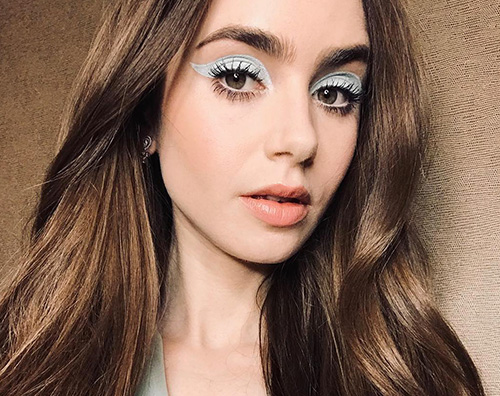 Lily Collins Lily Collins, makeup grafico per la premiere di Les Miserables