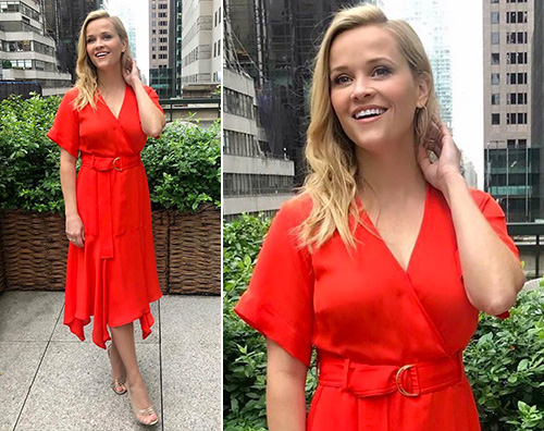Reese Witherspoon Reese Witherspoon in rosso a New York