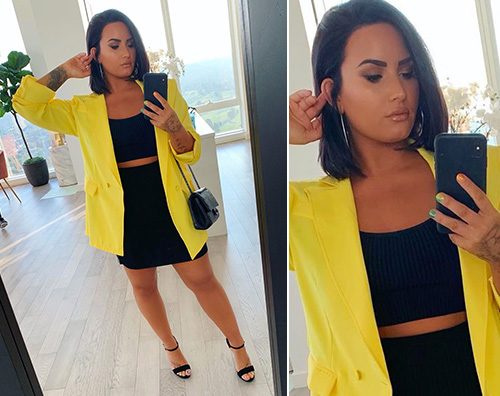 demi lovato Demi Lovato illumina il look col giallo