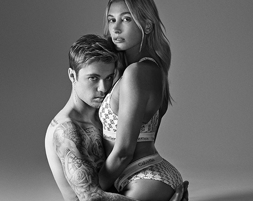 hailey e justin Justin e Hailey posano in coppia per Calvin Klein