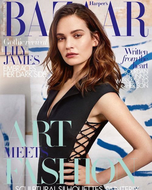 120454930 631271911086918 1909345660022289288 n Lily James star di Harpers Bazaar UK