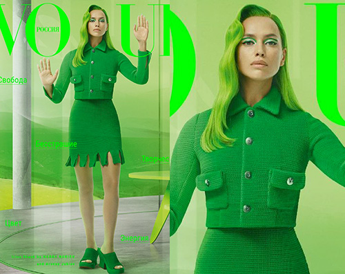 irina shayk Irina Shayk è tutta verde su Vogue Russia