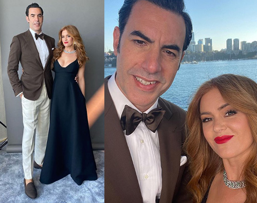 ISLA SHASHA Isla Fisher e Sasha Baron Cohen splendidi per gli Oscar 2021