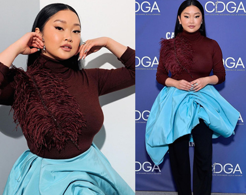 lara condor Lana Condor stilosa ai Costume Designers Guild Awards.