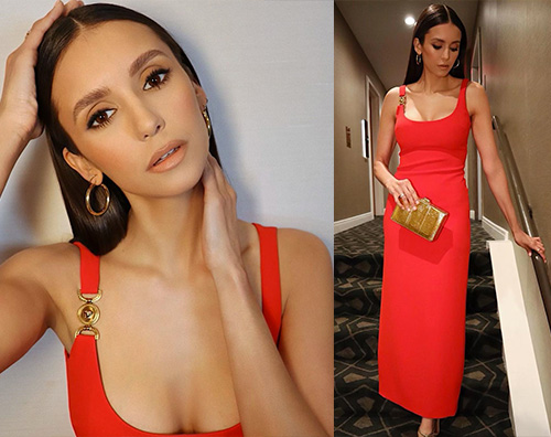 nina dobre Nina Dobrev elegantissima in rosso