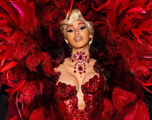 cardi b Cardi B in red for Mugler