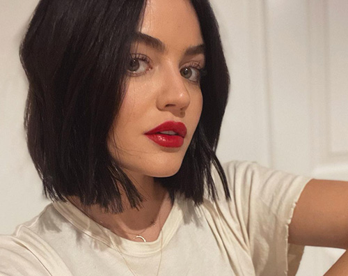 Lucy Hale, red lips on Instagram • musanews