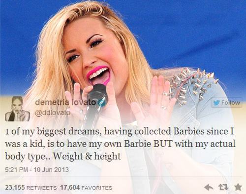 demilovato2 Demi Lovato vuole una Barbie con la cellulite